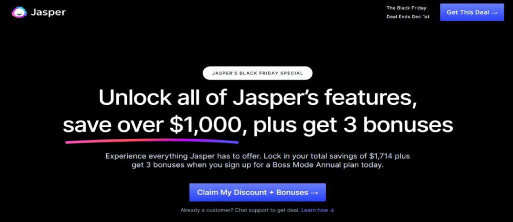 Jasper AI Black Friday Sale 2022