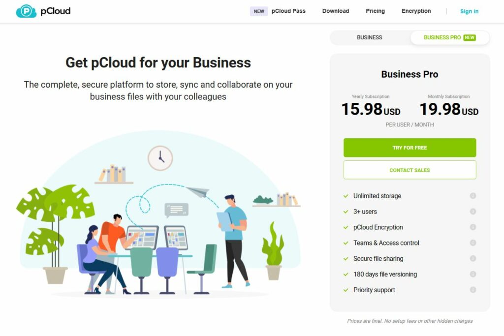 pCloud for Business - Home Page